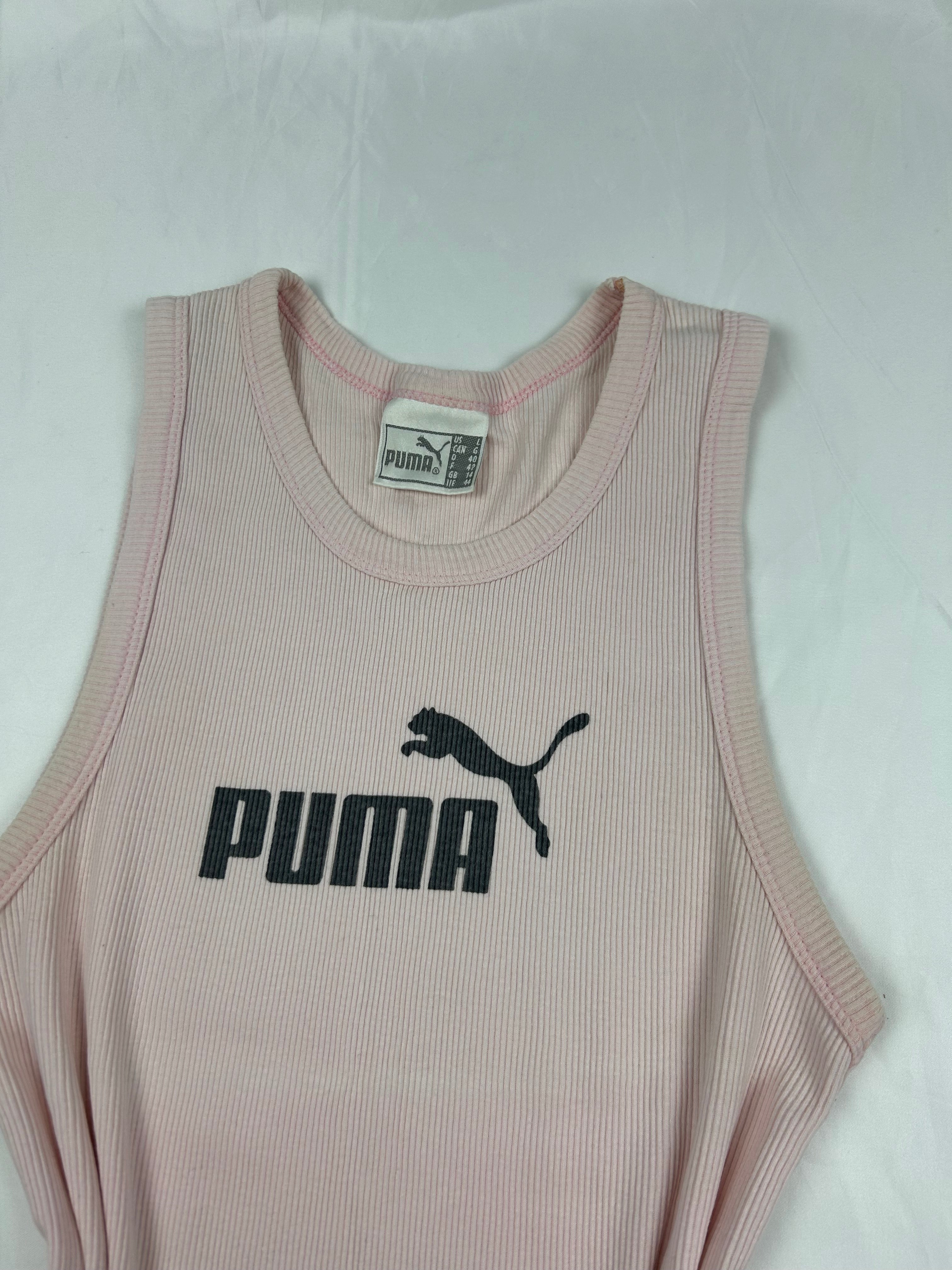 Baby pink ribbed logo tank top (M/L)