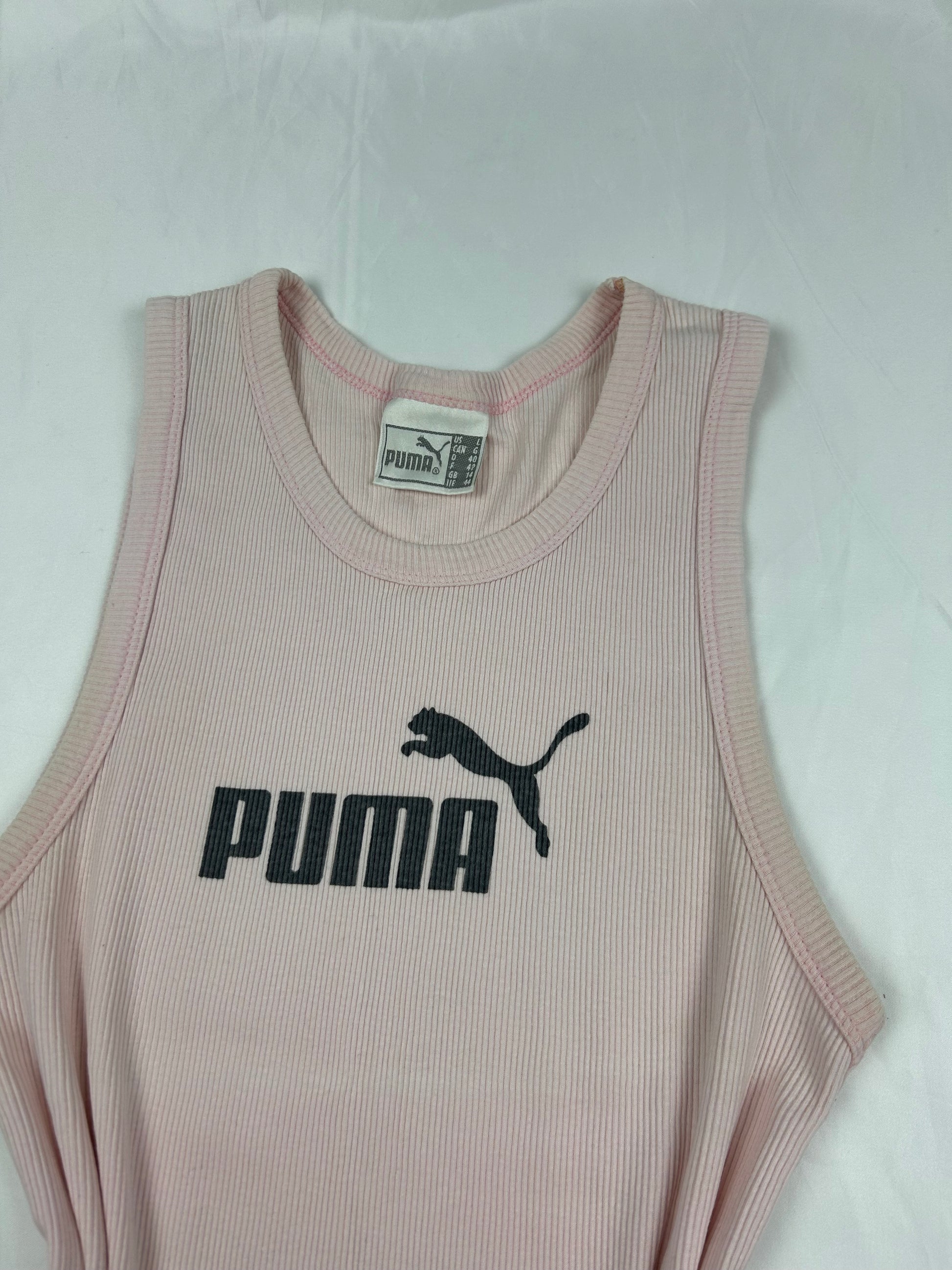 Baby pink ribbed logo tank top (M/L)