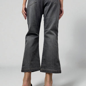 Grey denim mid rise baggy denim pants (S/M)