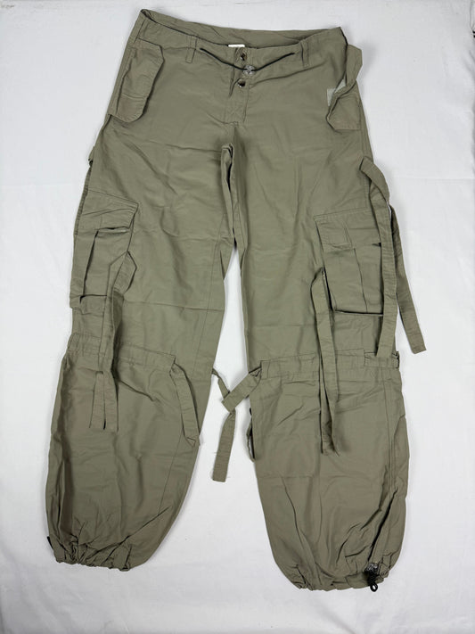 Khaki low rise baggy pants (S)