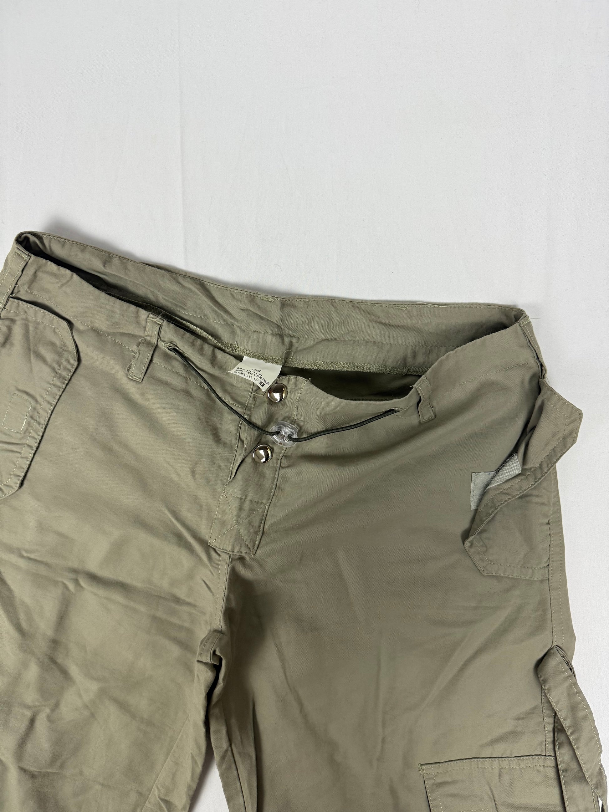 Khaki low rise baggy pants (S)
