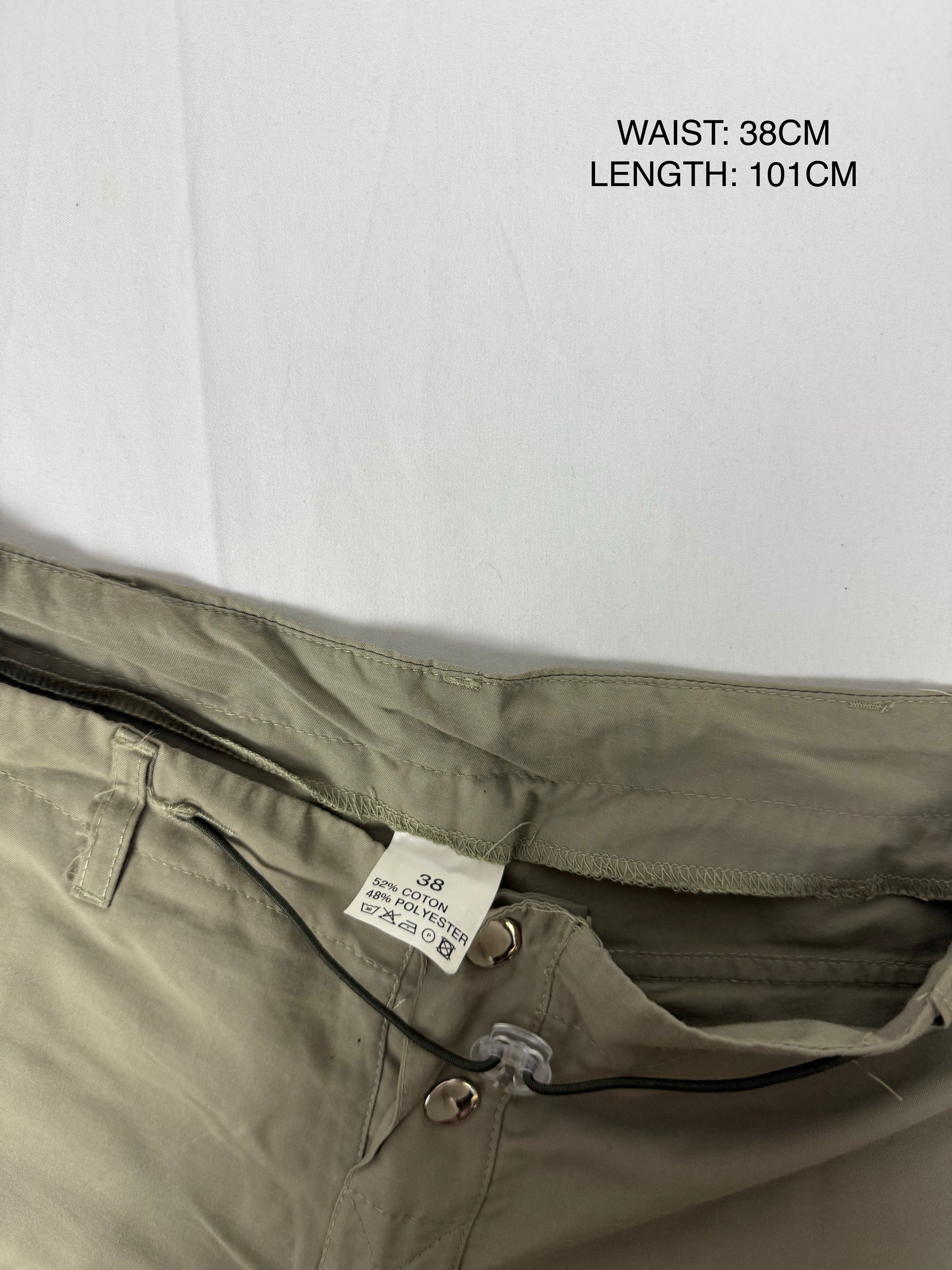 Khaki low rise baggy pants (S)