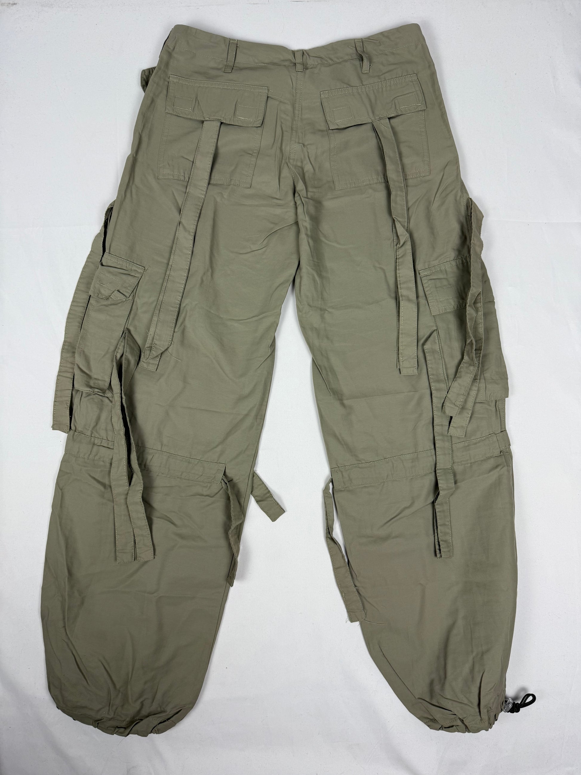 Khaki low rise baggy pants (S)
