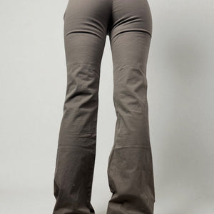 Khaki low waist office flare pants (XS/S)