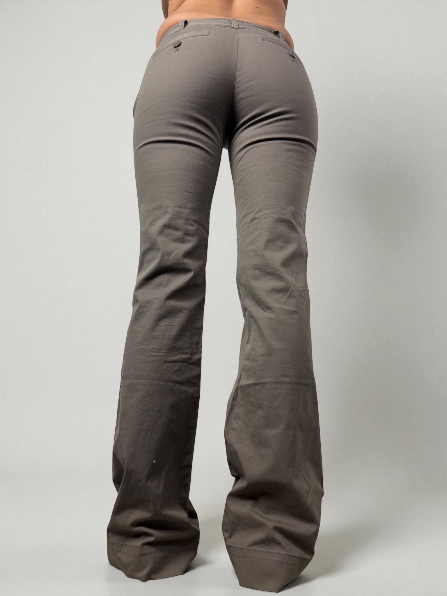 Khaki low waist office flare pants (XS/S)