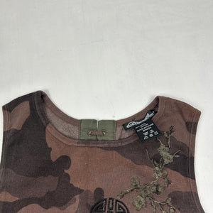 Brown camo lace up cotton tank top (M/L)