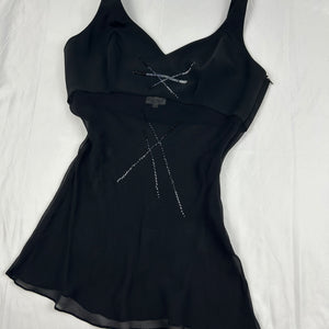 Black mesh lined asymmetric top (M)
