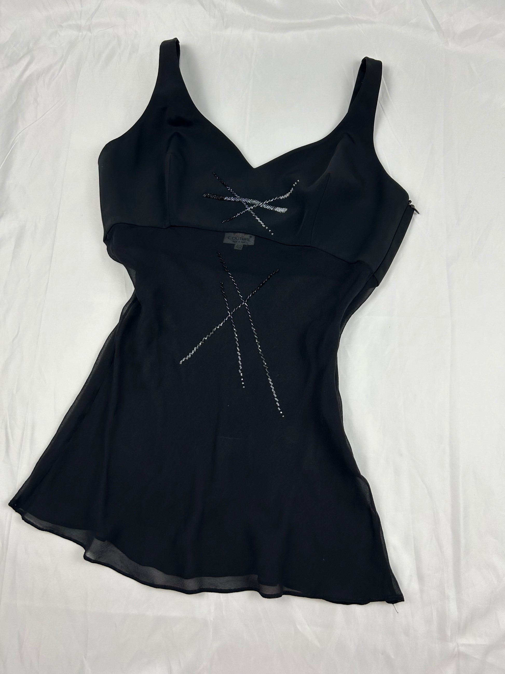 Black mesh lined asymmetric top (M)