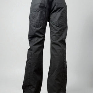 Black denim low rise baggy denim pants (S/M)