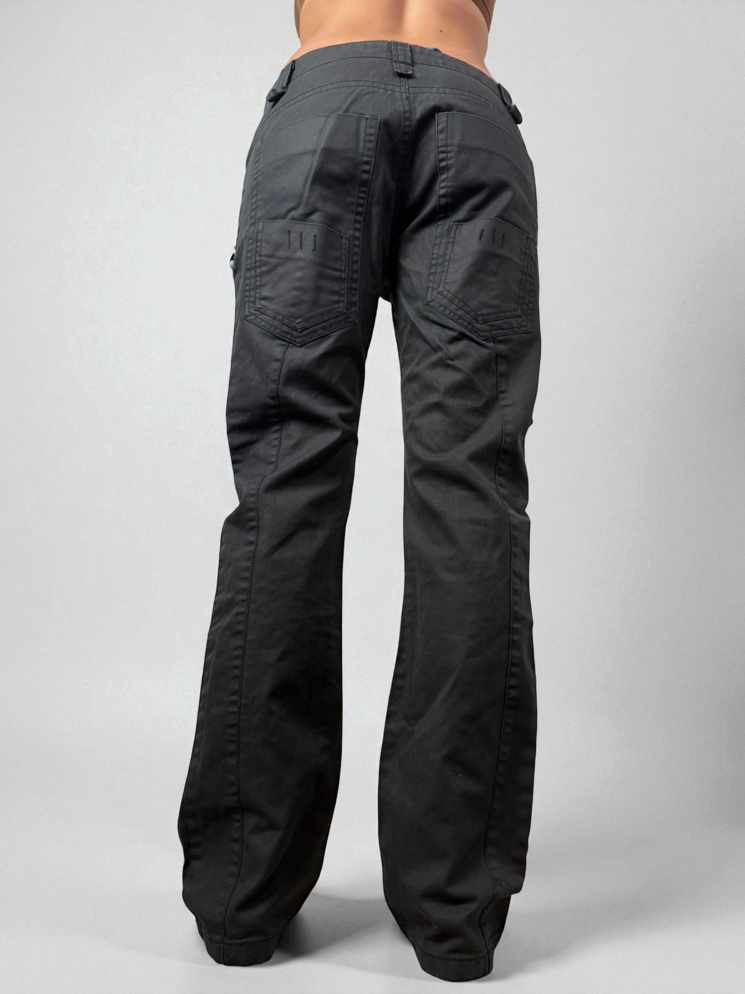 Black denim low rise baggy denim pants (S/M)