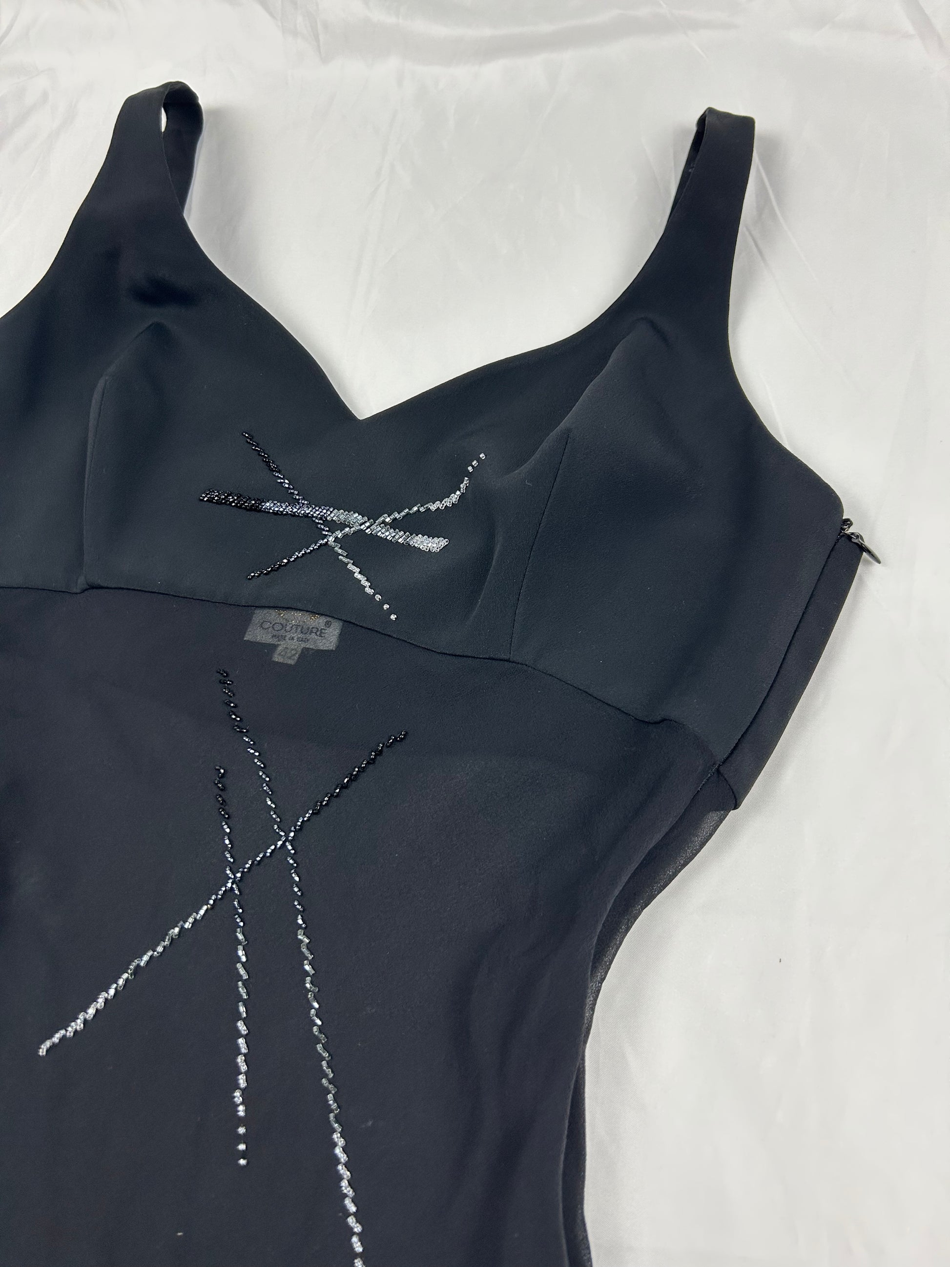 Black mesh lined asymmetric top (M)