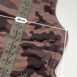 Brown camo lace up cotton tank top (M/L)