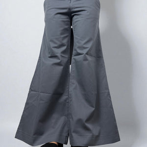 Grey cotton low rise office extra flare pants (M)
