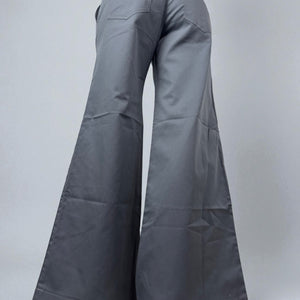 Grey cotton low rise office extra flare pants (M)