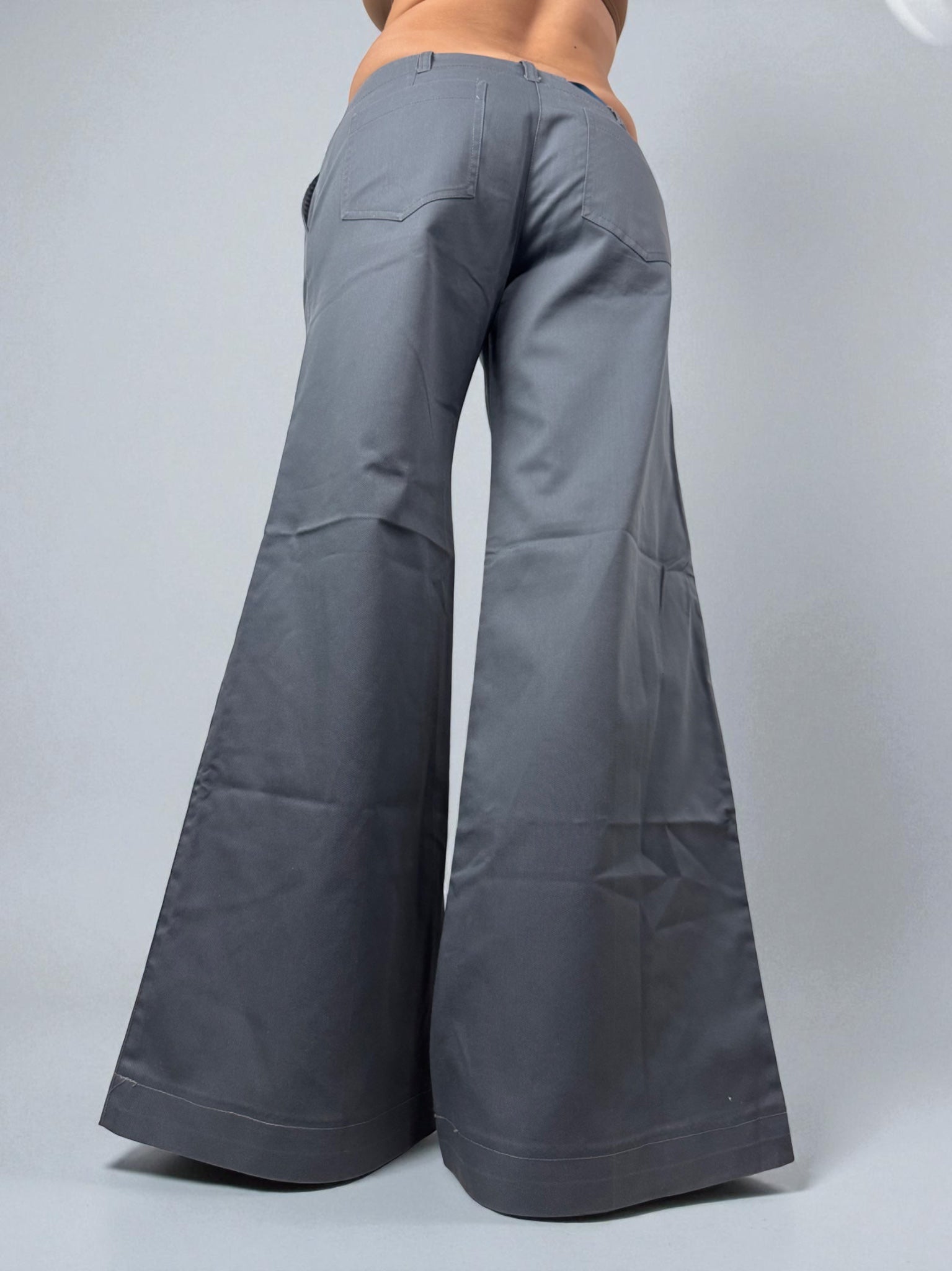 Grey cotton low rise office extra flare pants (M)