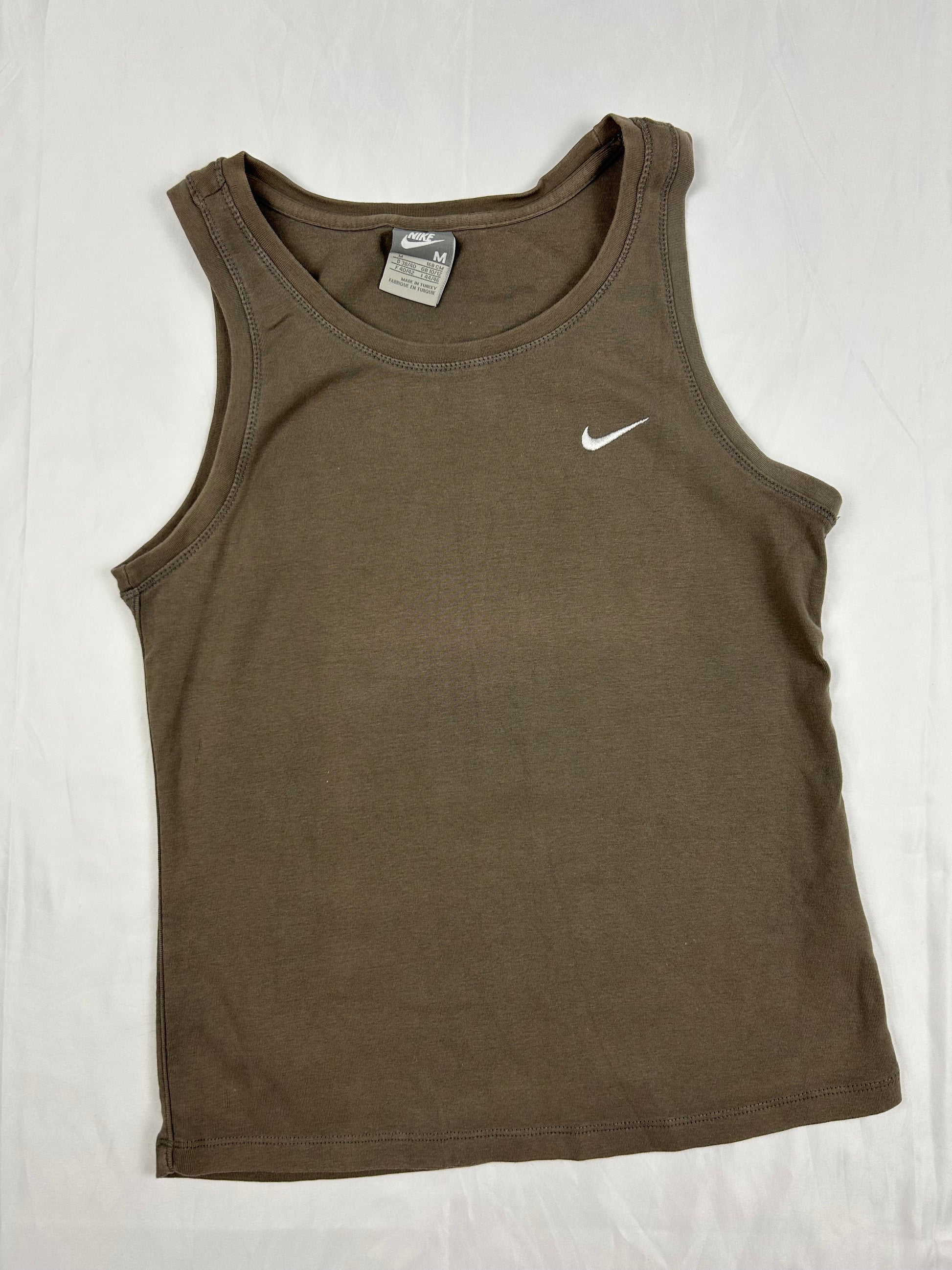 Khaki swoosh logo tank top (M)