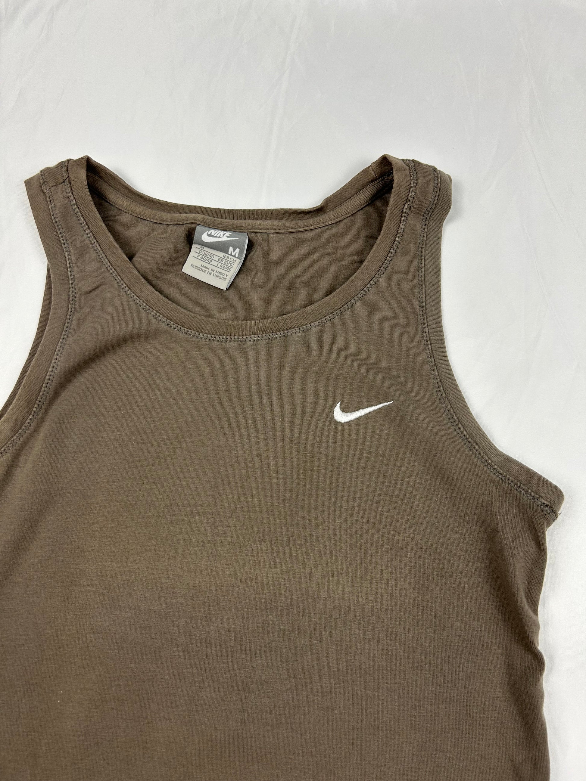 Khaki swoosh logo tank top (M)