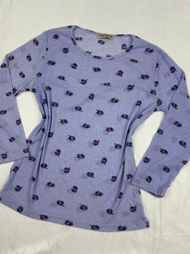Lilac floral mesh long sleeves top (XL)