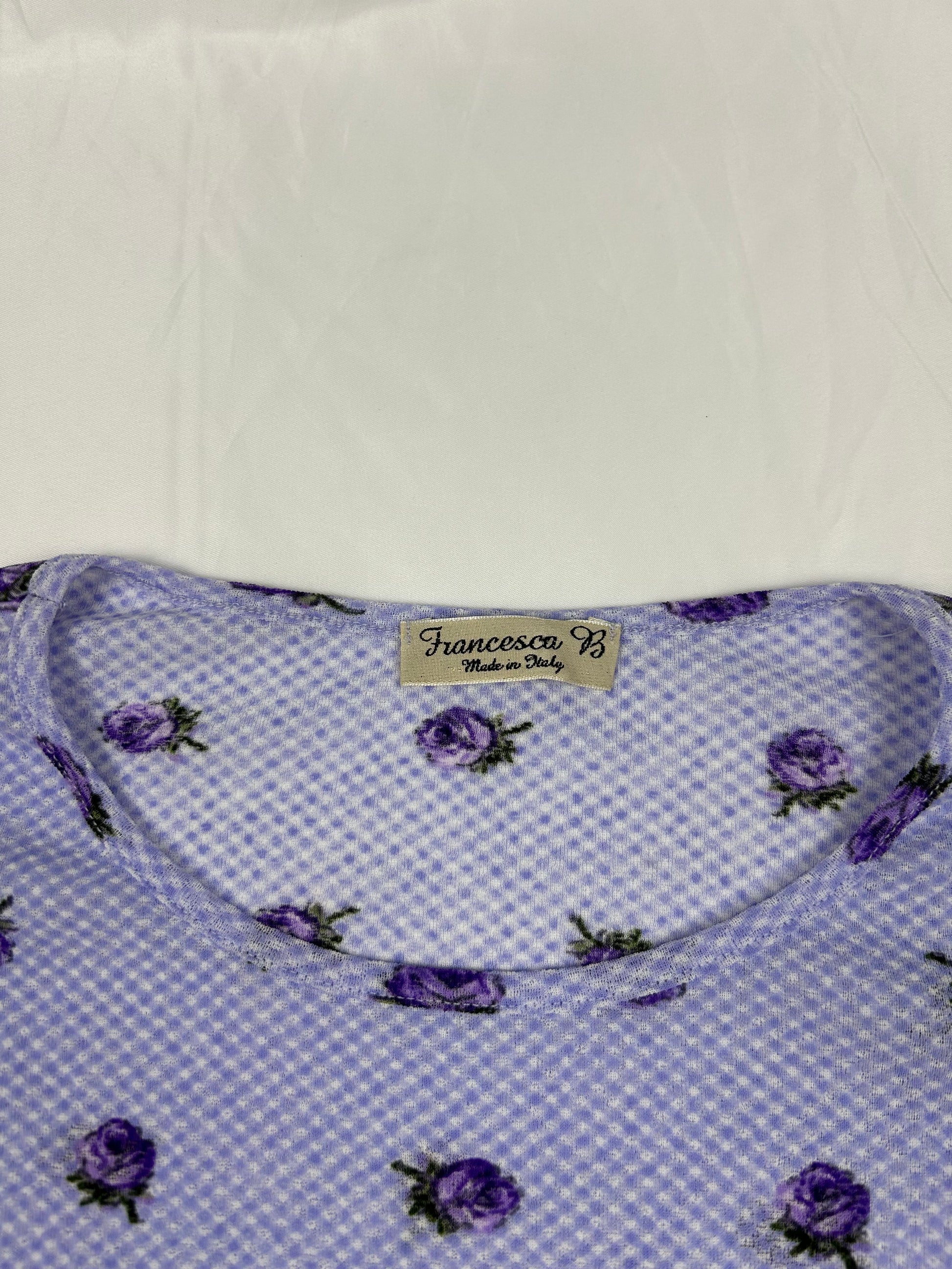 Lilac floral mesh long sleeves top (XL)