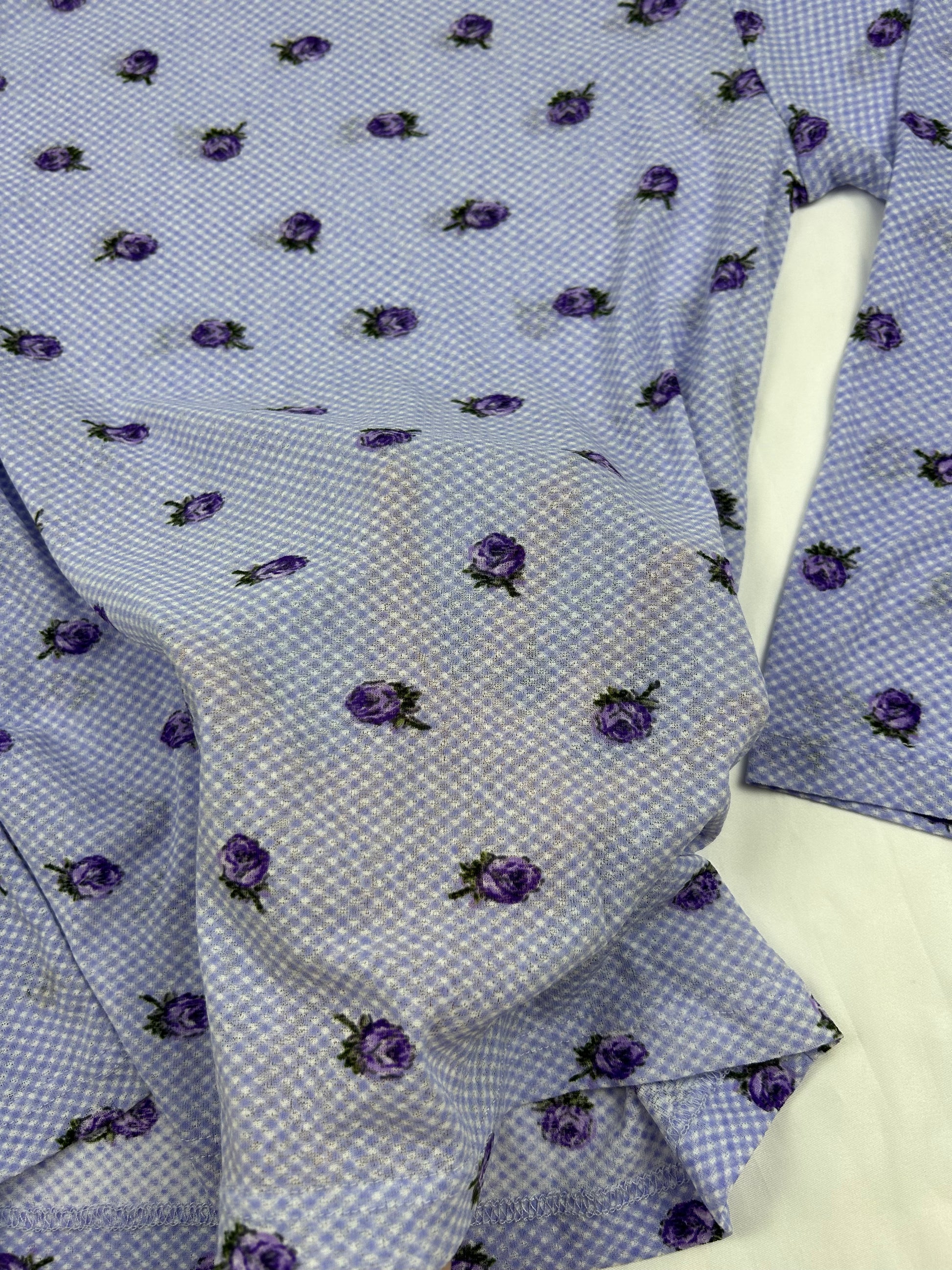Lilac floral mesh long sleeves top (XL)