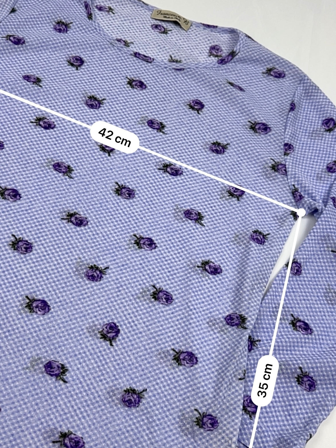 Lilac floral mesh long sleeves top (XL)