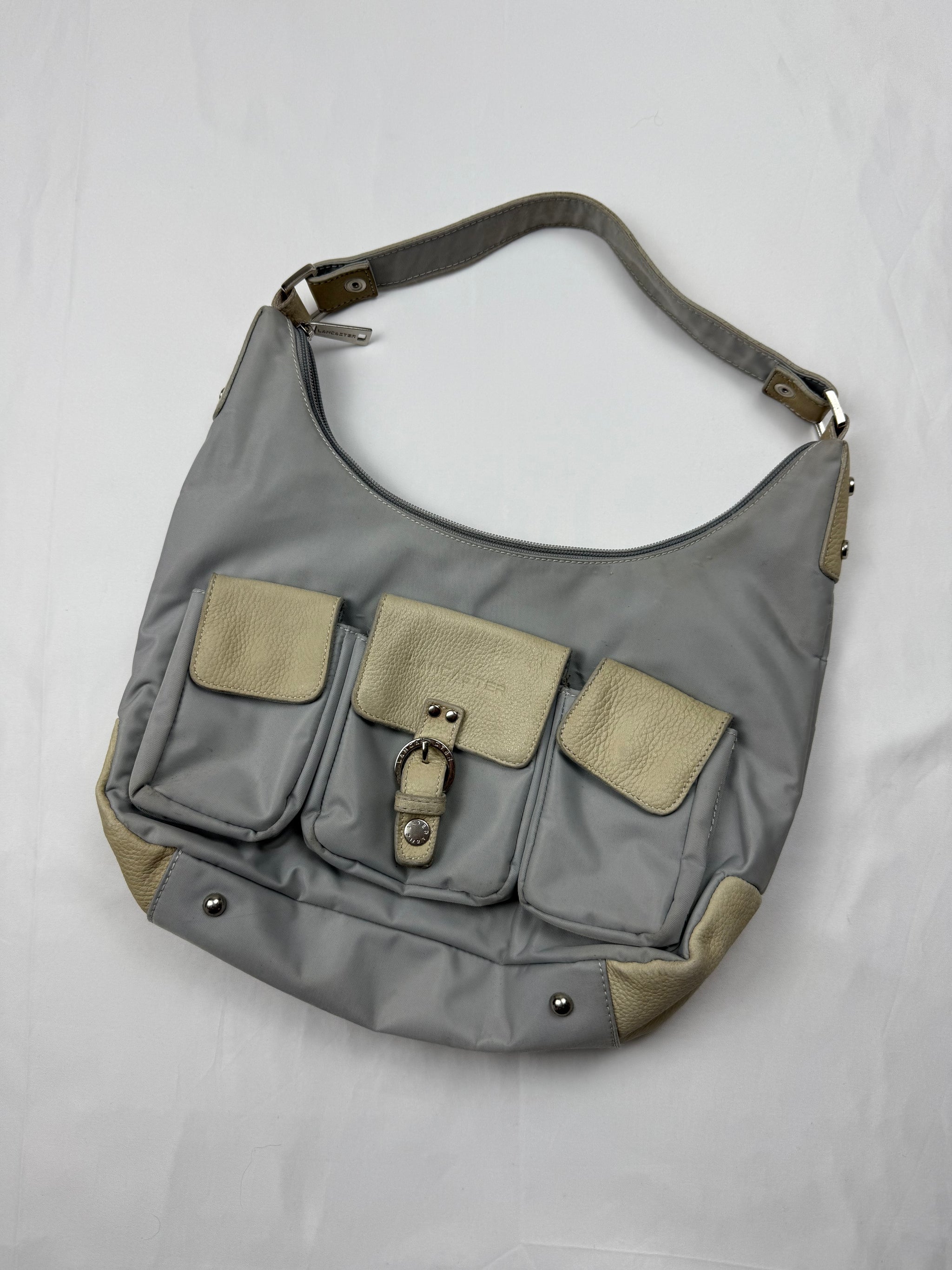 Baby blue pockets medium shoulder bag (31x23cm)