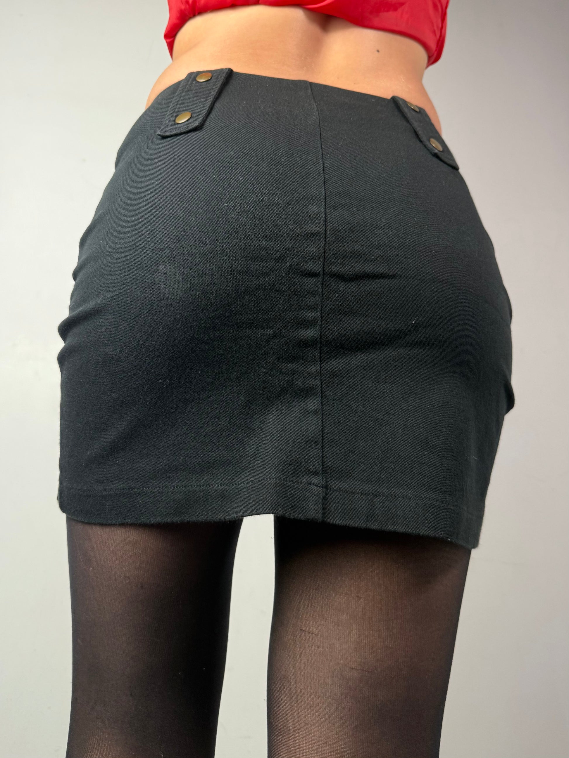 Black & gold graphic cotton mini skirt (S)