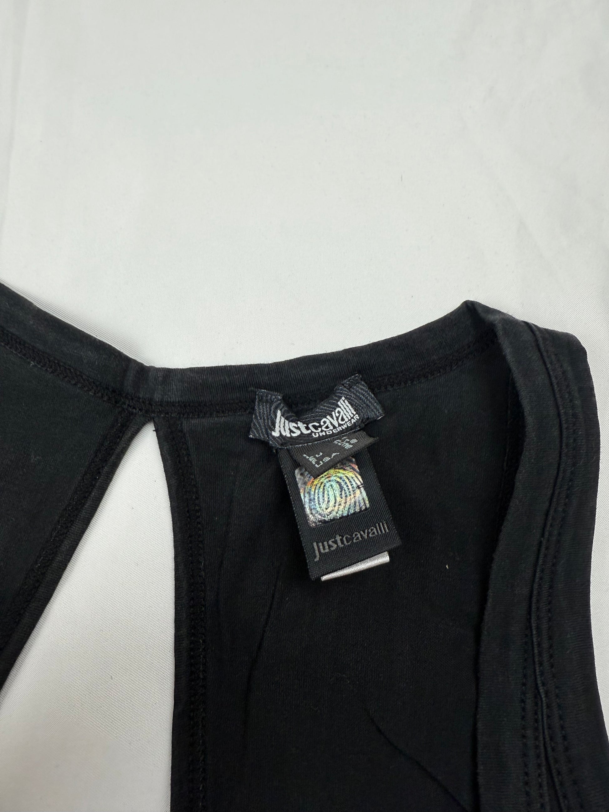 Black rhinestones logo backless top (S/M)