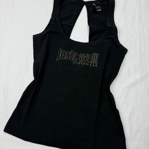 Black rhinestones logo backless top (S/M)