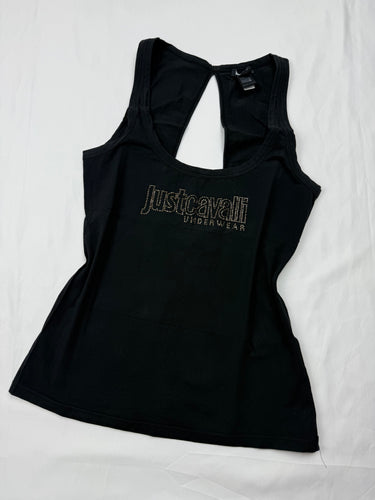 Black rhinestones logo backless top (S/M)