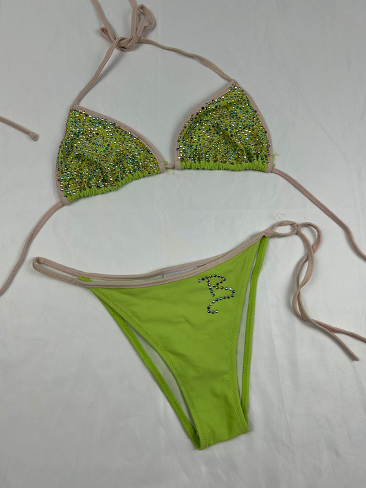 Green strass low waisted bikini set (S)