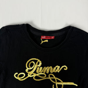 Black sequins gold logo tight fit tee (S/M)