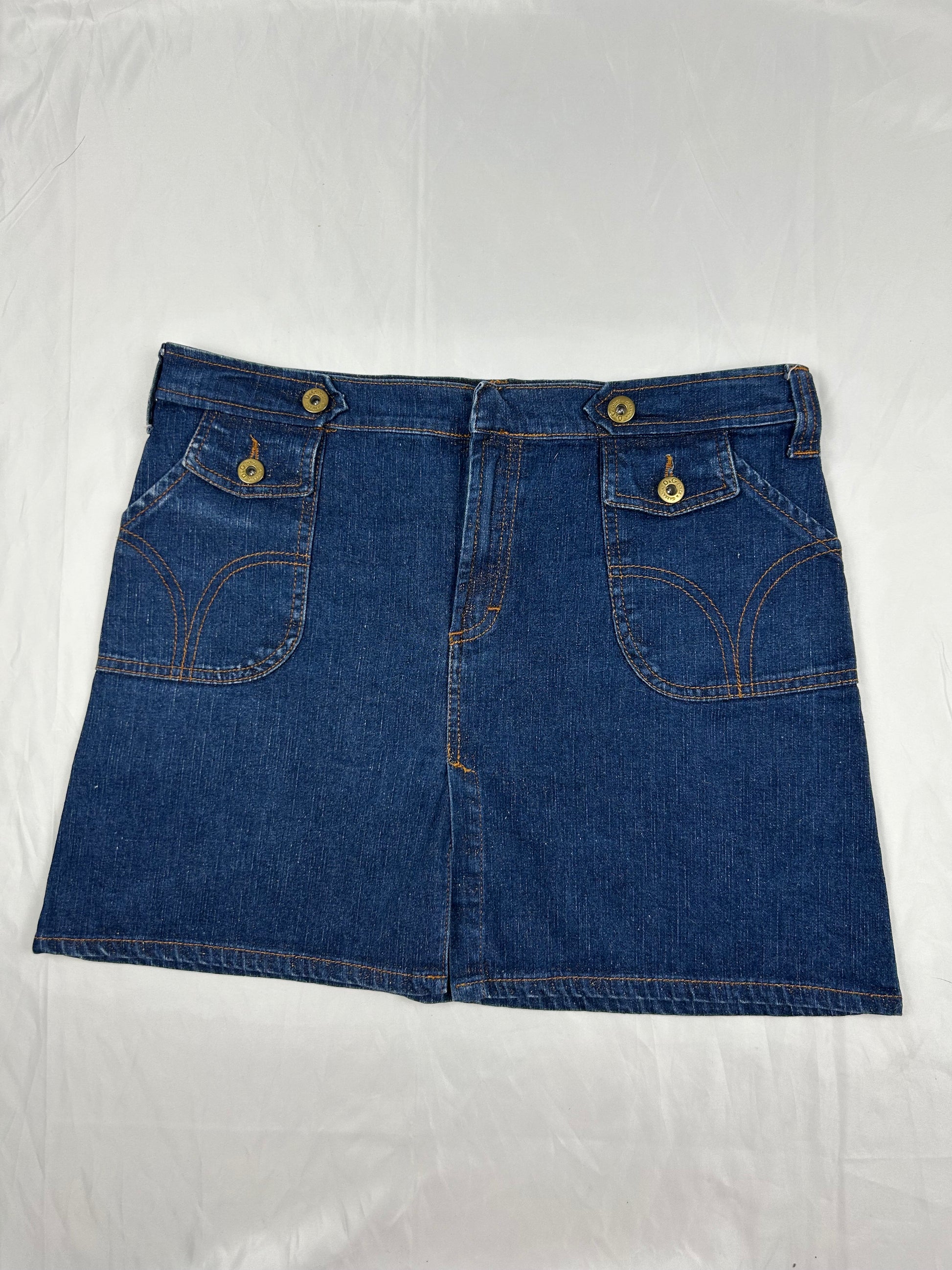 Blue denim low rise mini skirt (M)