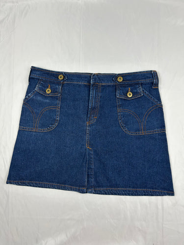 Blue denim low rise mini skirt (M)