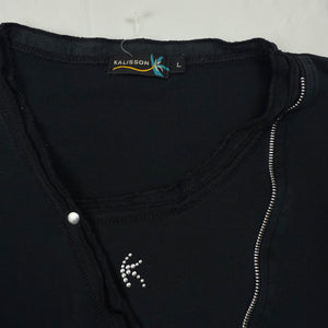 Black zip up 100% cotton long sleeves top (M)