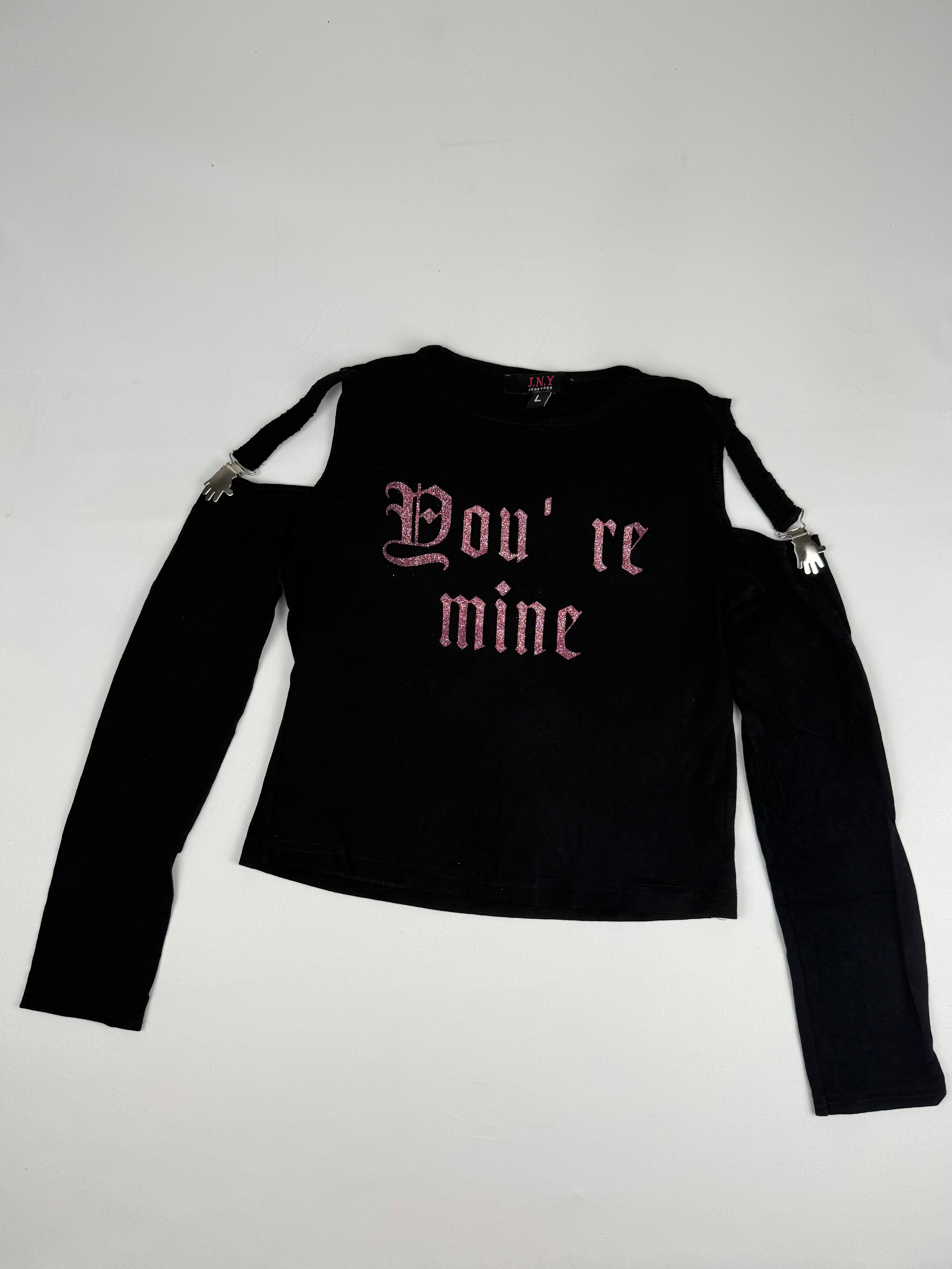 Black glitters logo long sleeves top (M)