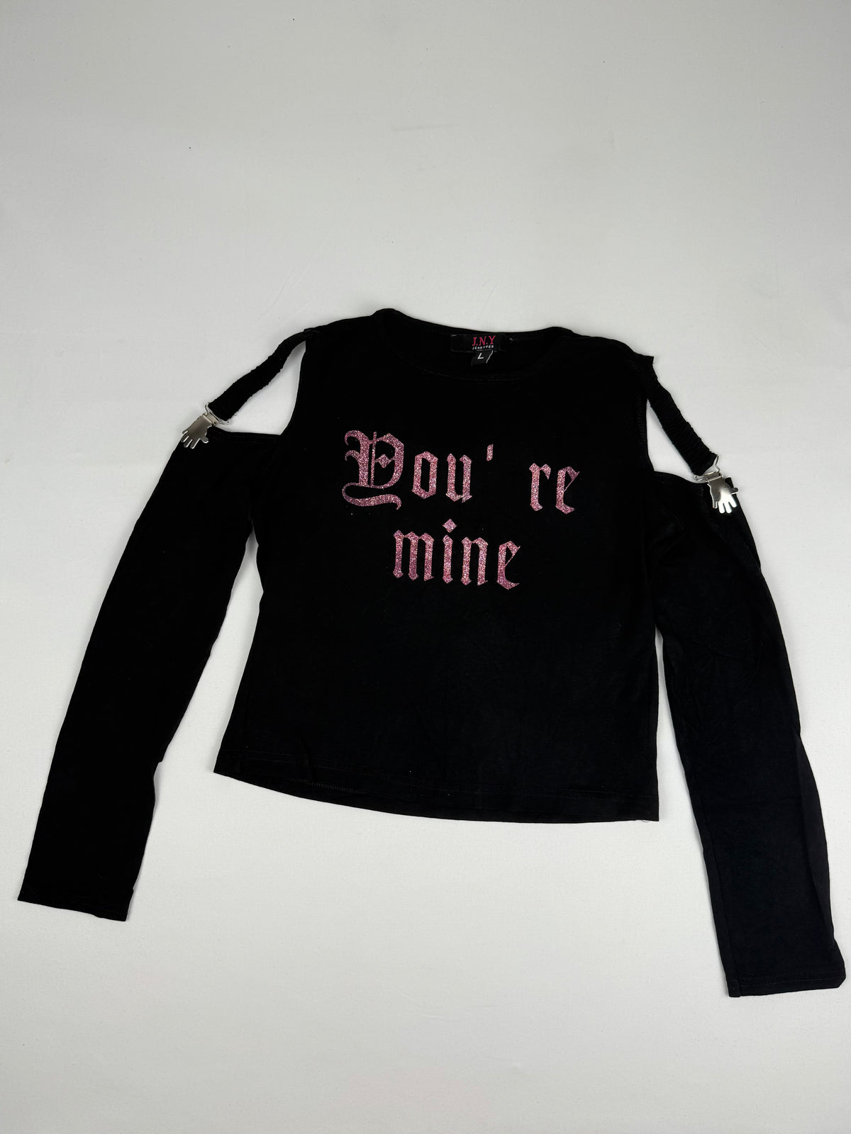 Black glitters logo long sleeves top (M)