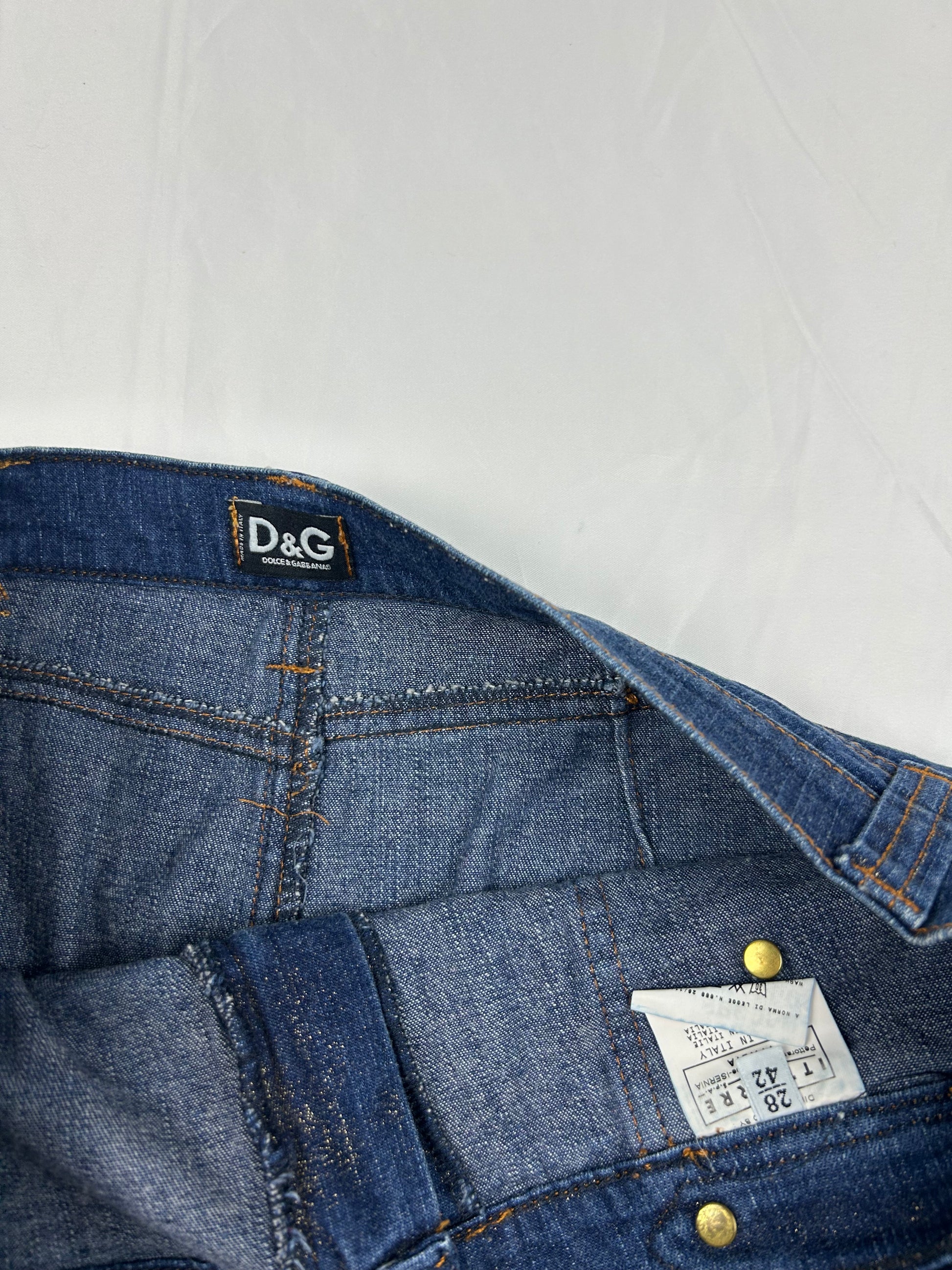 Blue denim low rise mini skirt (M)