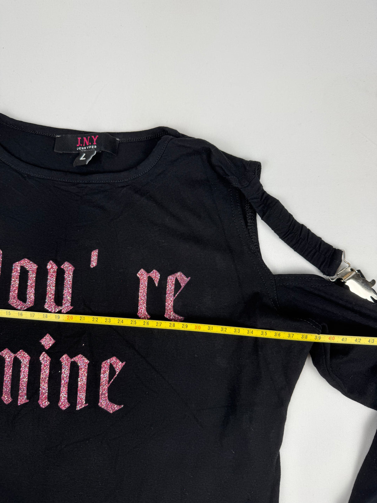 Black glitters logo long sleeves top (M)