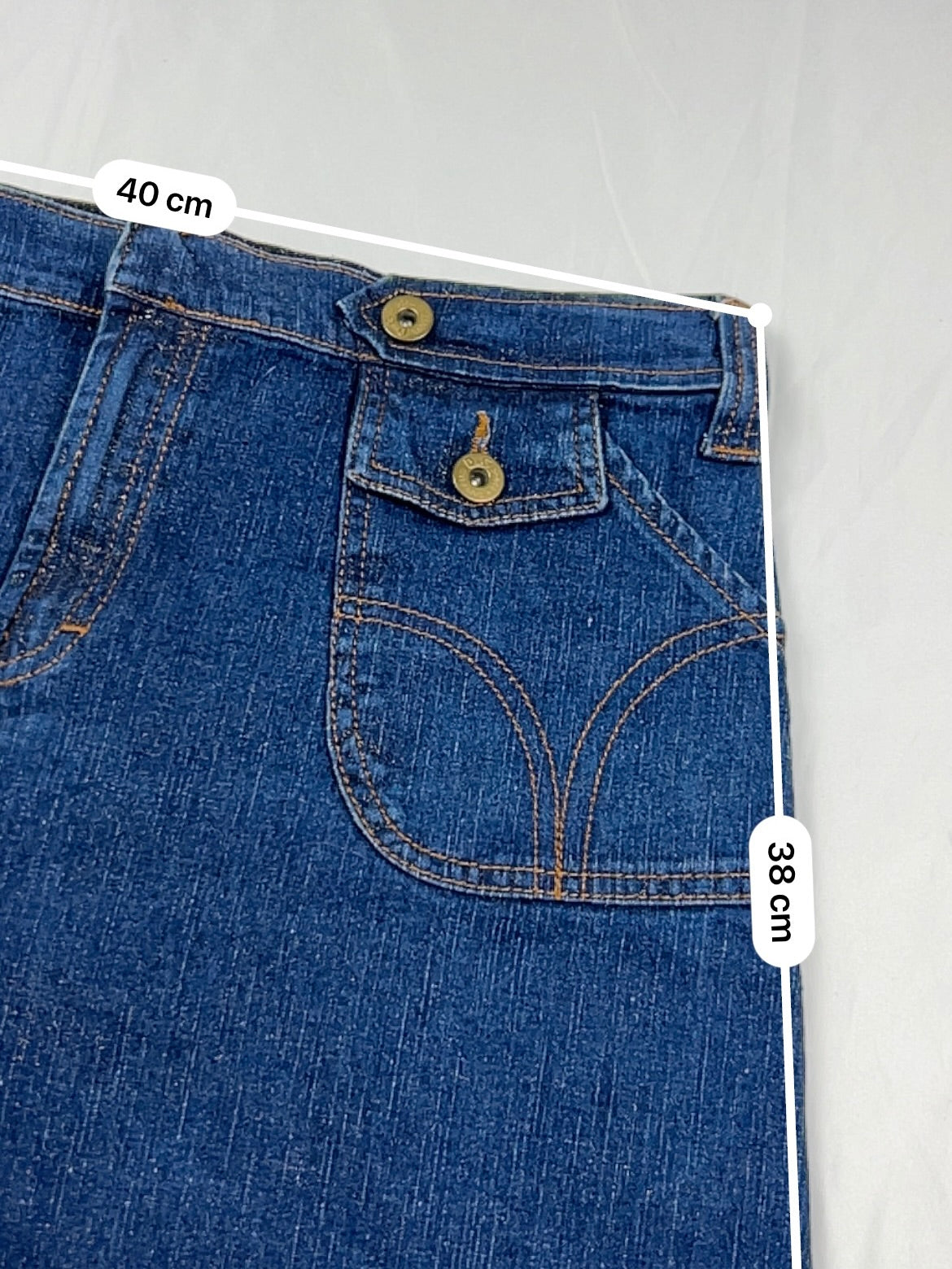 Blue denim low rise mini skirt (M)