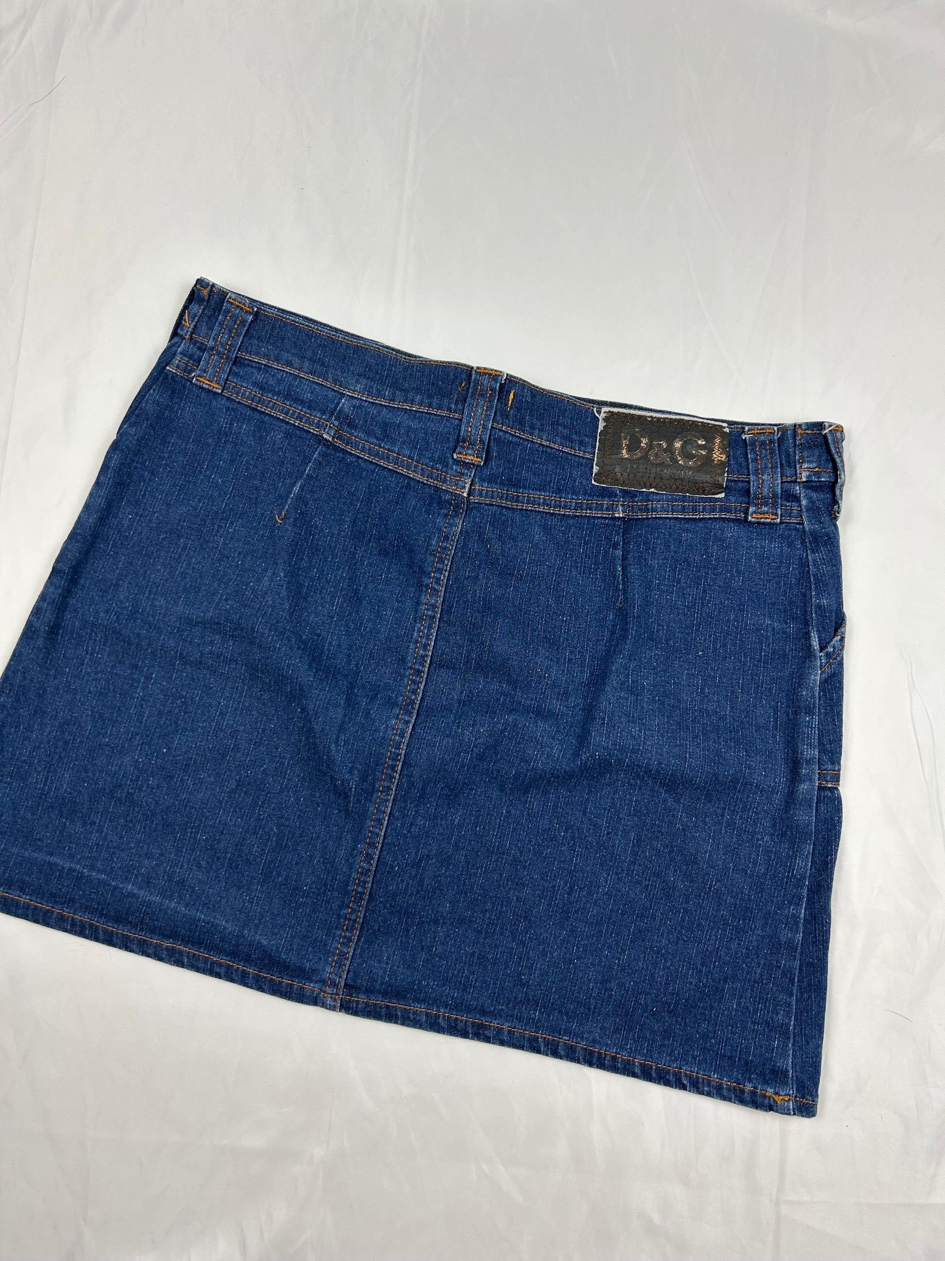 Blue denim low rise mini skirt (M)