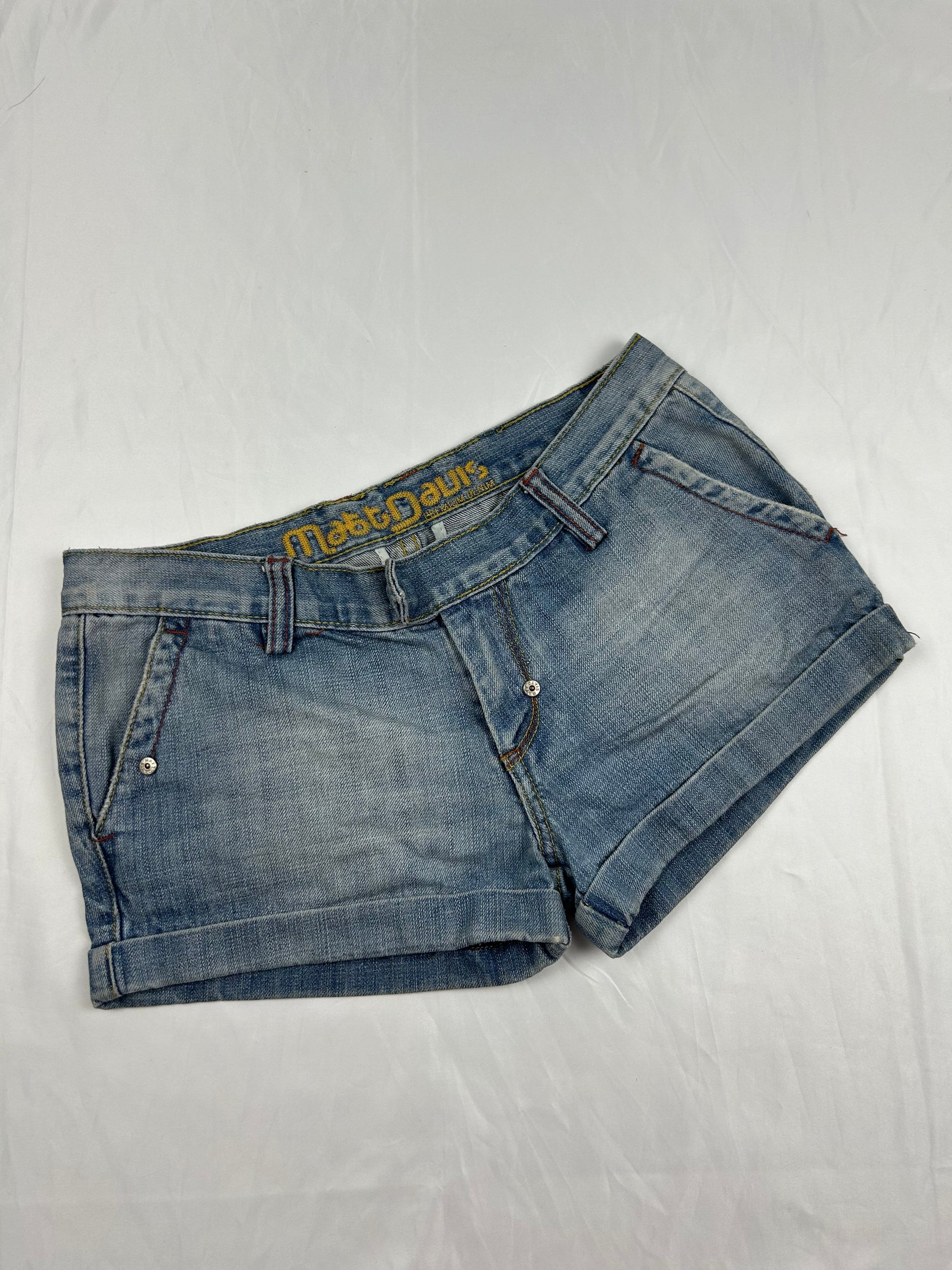 Blue denim low rise mini short (S)