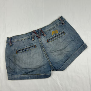 Blue denim low rise mini short (S)