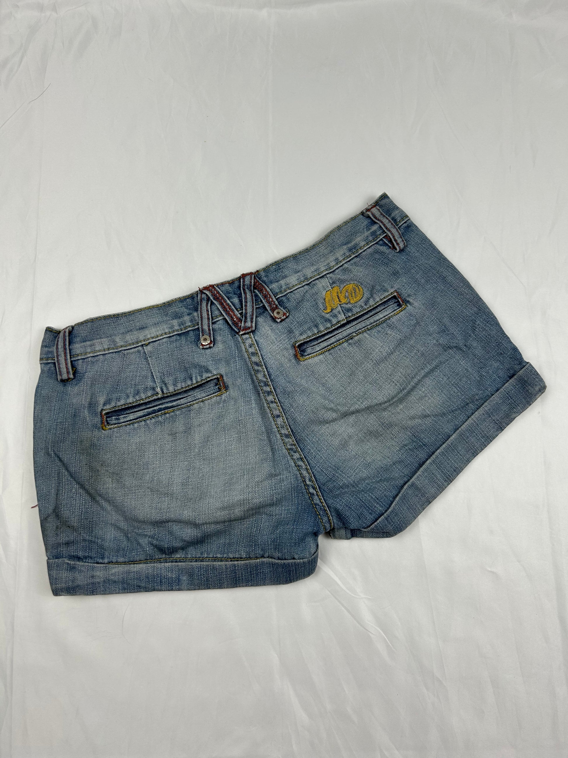Blue denim low rise mini short (S)