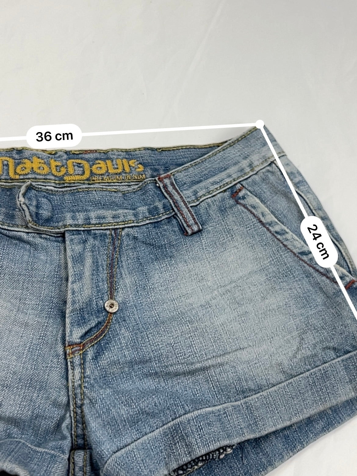 Blue denim low rise mini short (S)