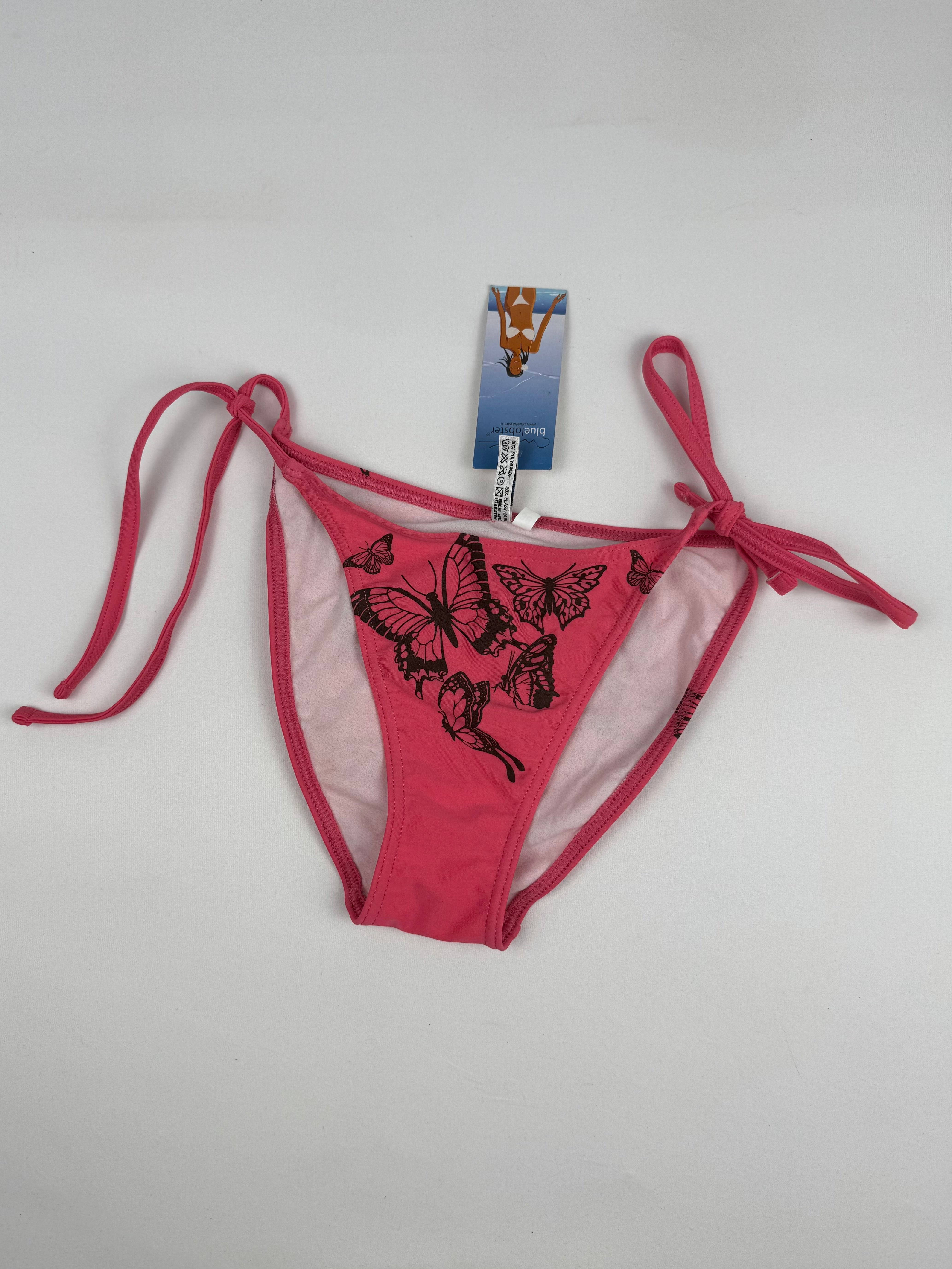 Pink butterflies print bikini bottom (M)