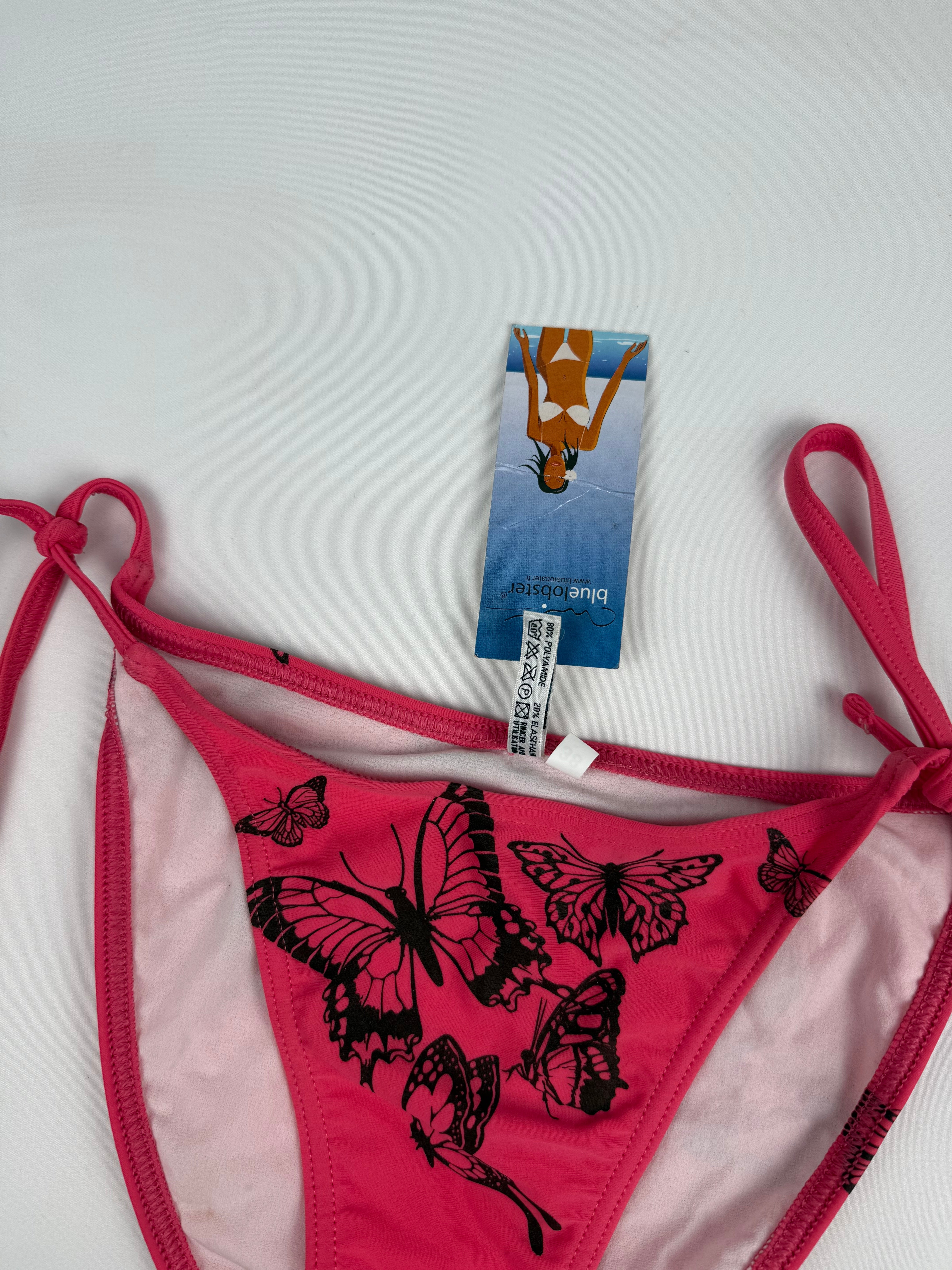 Pink butterflies print bikini bottom (M)