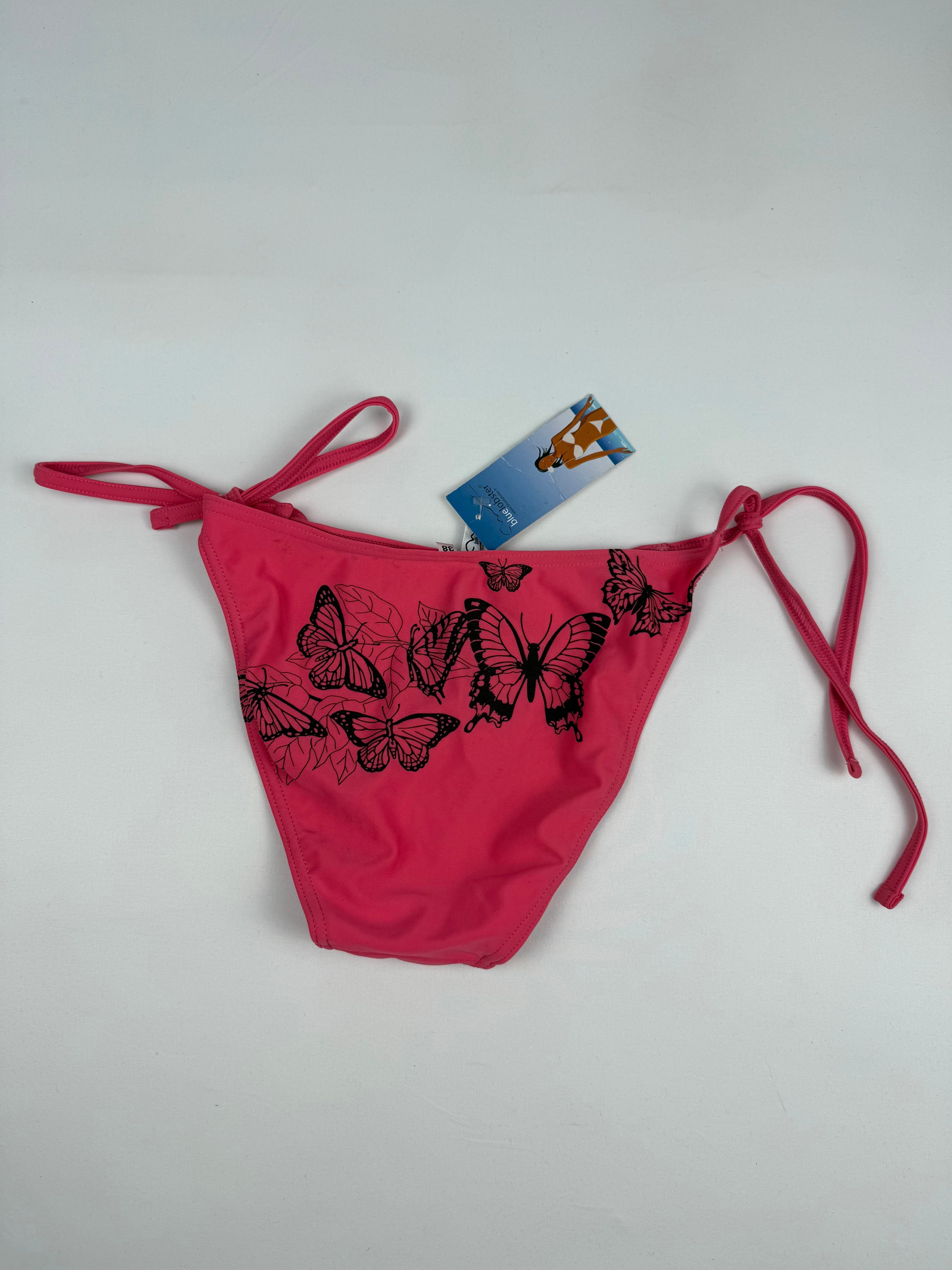 Pink butterflies print bikini bottom (M)