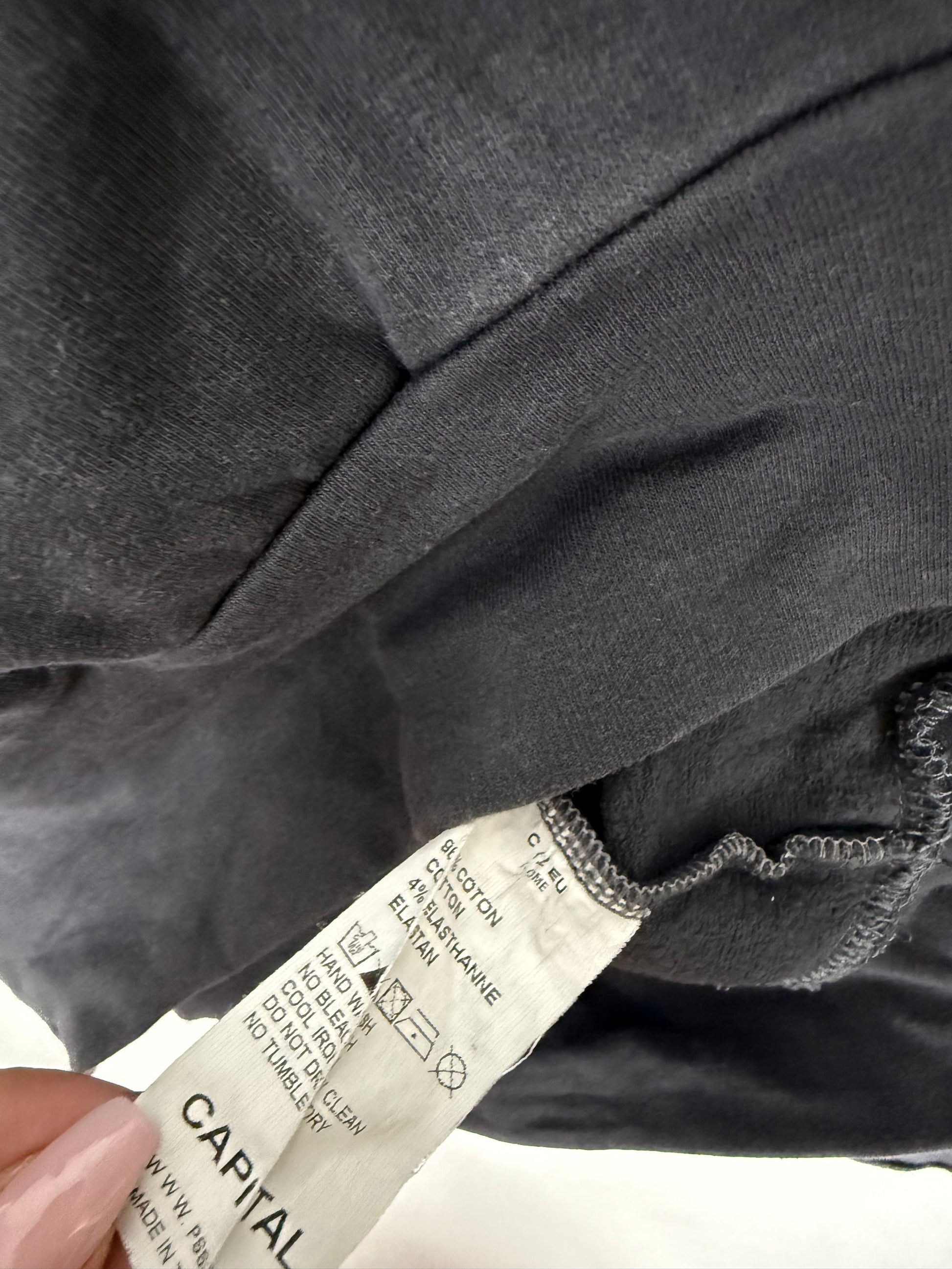 Grey V neck cotton hoodie (L)