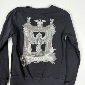 Grey V neck cotton hoodie (L)